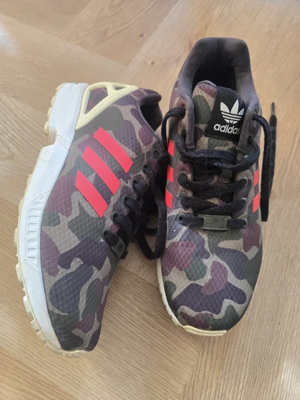 adidas Kids Camo Sneakers with Bright Red Stripes